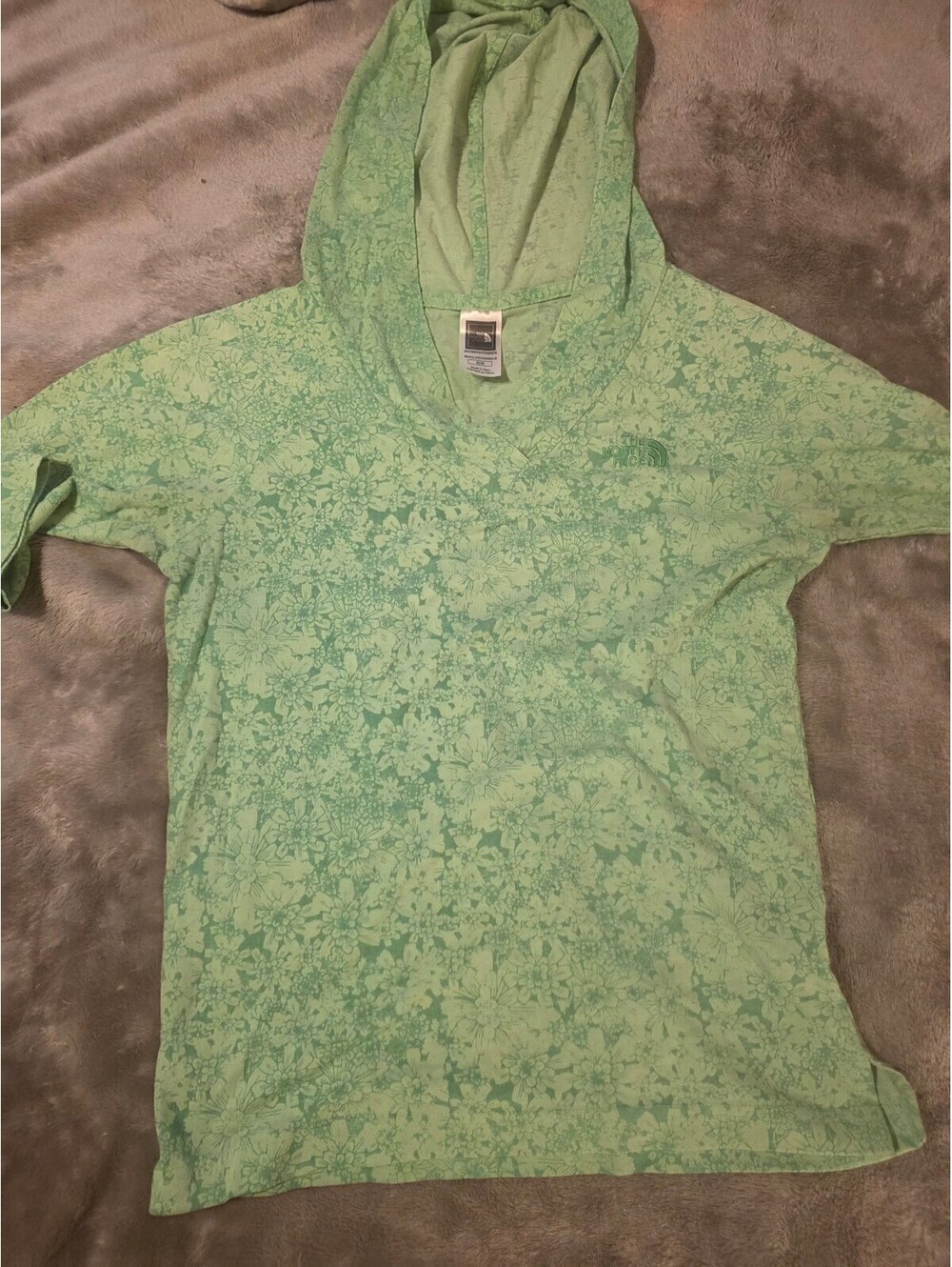 The North Face Women's Green Floral Hoodie Sweatshirt Size Medium